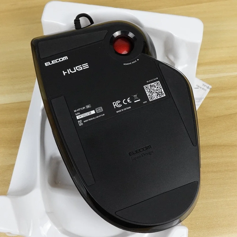 ELECOM HUGE Trackball Mouse Wired Finger-Operated M-HT1URBK Open Box